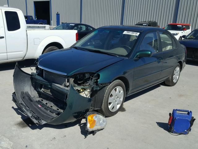 2HGES26761H510058 - 2001 HONDA CIVIC EX GREEN photo 2