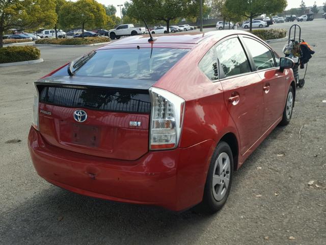 JTDKN3DU2A0068617 - 2010 TOYOTA PRIUS RED photo 4