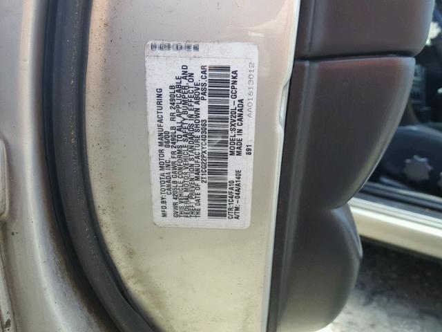 2T1CG22PXYC403063 - 2000 TOYOTA CAMRY SOLA SILVER photo 10