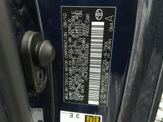 JTKJF5C70B3002186 - 2011 TOYOTA SCION TC 蓝色 照片 10