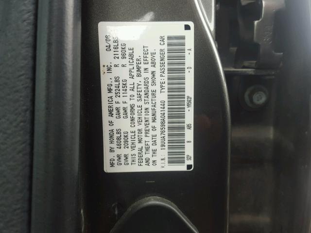 19UUA76598A041440 - 2008 ACURA TL TYPE S GRAY photo 10