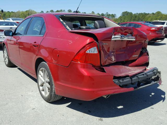 3FAHP0JG4CR207754 - 2012 FORD FUSION SEL RED photo 3