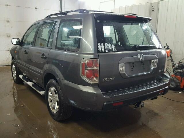 2HKYF18127H526714 - 2007 HONDA PILOT LX GRAY photo 3