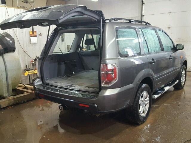 2HKYF18127H526714 - 2007 HONDA PILOT LX GRAY photo 4