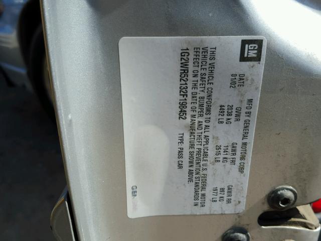 1G2WR52132F198452 - 2002 PONTIAC GRAND PRIX GRAY photo 10