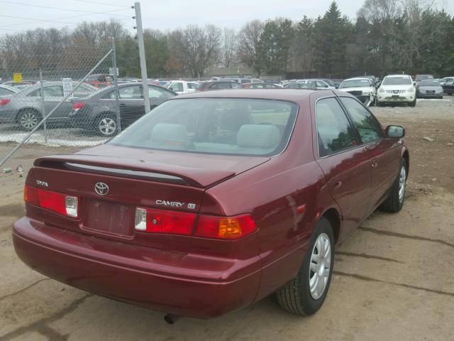 4T1BG22K21U101237 - 2001 TOYOTA CAMRY CE BURGUNDY photo 4