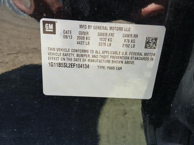 1G11B5SL2EF104134 - 2014 CHEVROLET MALIBU LS 黑色 照片 10