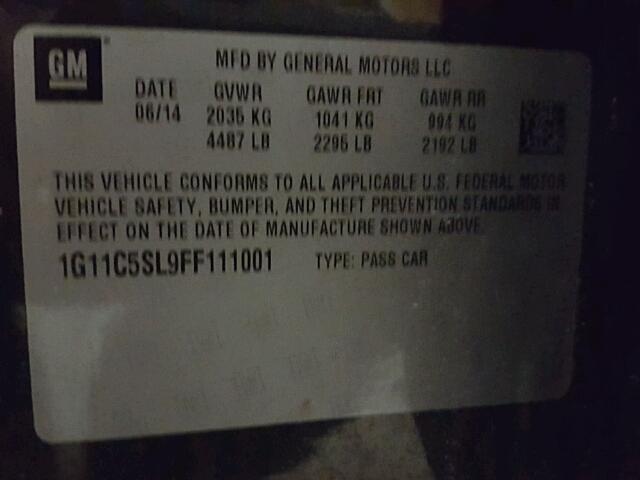 1G11C5SL9FF111001 - 2015 CHEVROLET MALIBU 1LT GRAY photo 10