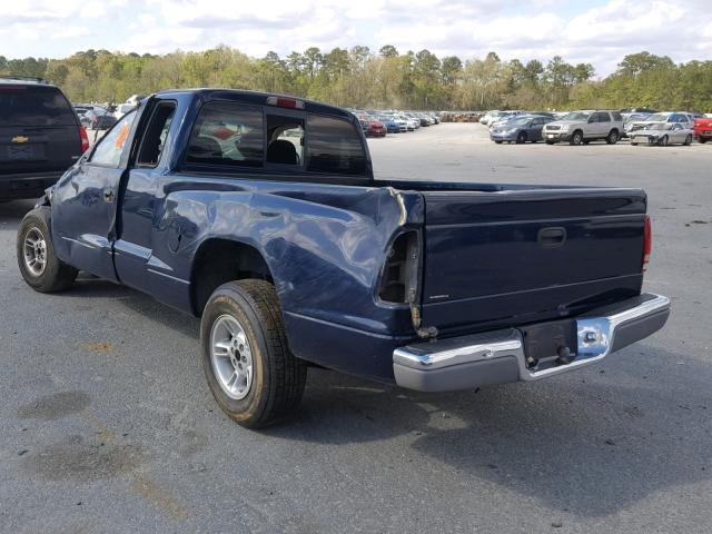 1B7GL22X9YS705780 - 2000 DODGE DAKOTA BLUE photo 3