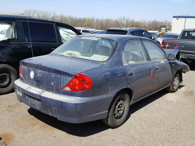 KNAFB121325204312 - 2002 KIA SPECTRA BA BLUE photo 4