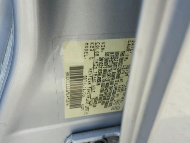 3N1CC11E69L495876 - 2009 NISSAN VERSA S SILVER photo 10