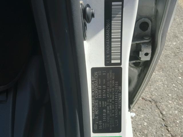 KNADH4A38A6629866 - 2010 KIA RIO LX Սպիտակ լուսանկար 10