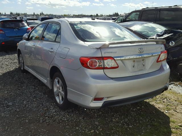 2T1BU4EE0BC649105 - 2011 TOYOTA COROLLA BA SILVER photo 3