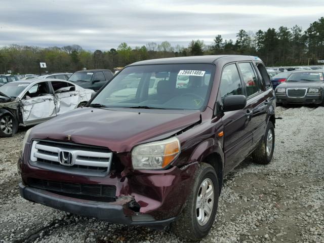 2HKYF18157H540560 - 2007 HONDA PILOT LX BURGUNDY photo 2