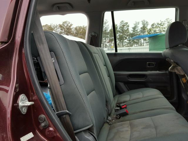 2HKYF18157H540560 - 2007 HONDA PILOT LX BURGUNDY photo 6