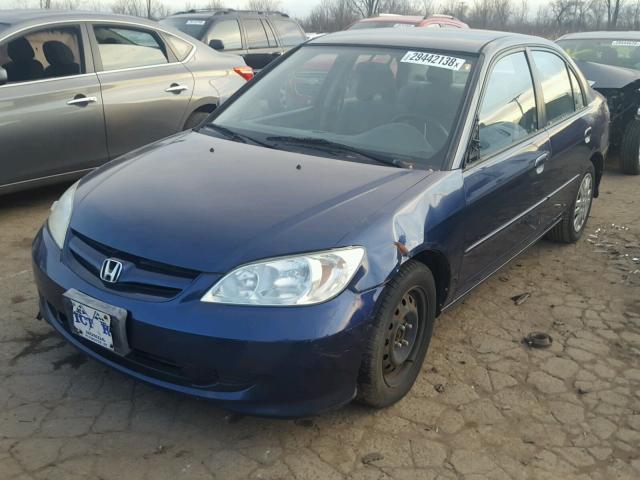 2HGES16564H640807 - 2004 HONDA CIVIC LX BLUE photo 2