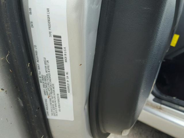 4S3BL676066220709 - 2006 SUBARU LEGACY GT SILVER photo 10