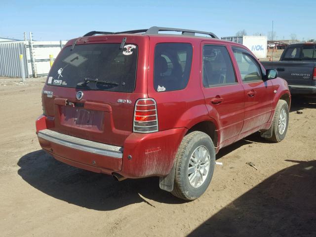 4M2CU57126DJ04921 - 2006 MERCURY MARINER RED photo 4