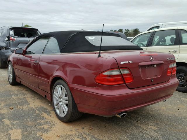 WDBLK65G22T116462 - 2002 MERCEDES-BENZ CLK 320 MAROON photo 3