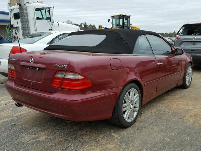 WDBLK65G22T116462 - 2002 MERCEDES-BENZ CLK 320 MAROON photo 4