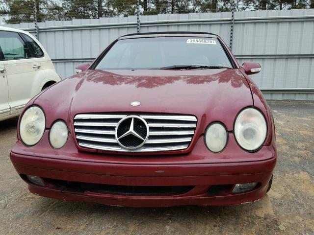 WDBLK65G22T116462 - 2002 MERCEDES-BENZ CLK 320 MAROON photo 9