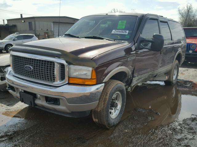 1FMSU43F01EB30610 - 2001 FORD EXCURSION BURGUNDY photo 2