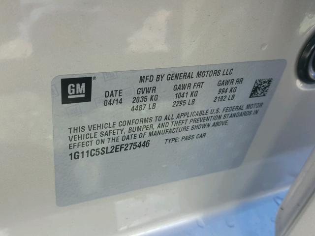 1G11C5SL2EF275446 - 2014 CHEVROLET MALIBU 1LT GOLD photo 10