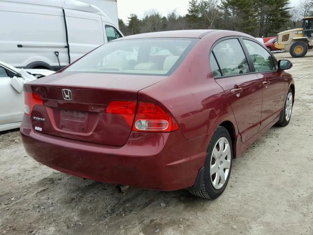 1HGFA16557L004667 - 2007 HONDA CIVIC LX RED photo 4