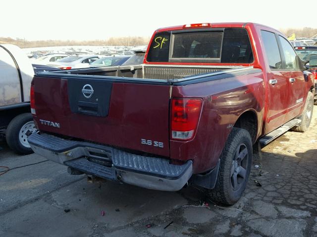 1N6AA07B45N501506 - 2005 NISSAN TITAN XE BURGUNDY photo 4