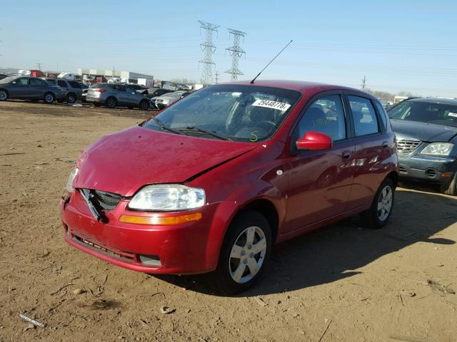 KL1TD666X7B732089 - 2007 CHEVROLET AVEO BASE Czerwony zdjęcie 2