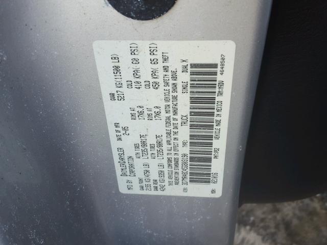 3D7MR48C45G803190 - 2005 DODGE RAM 3500 S GRAY photo 10