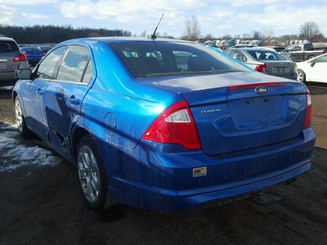 3FAHP0HA5BR153154 - 2011 FORD FUSION SE BLUE photo 3