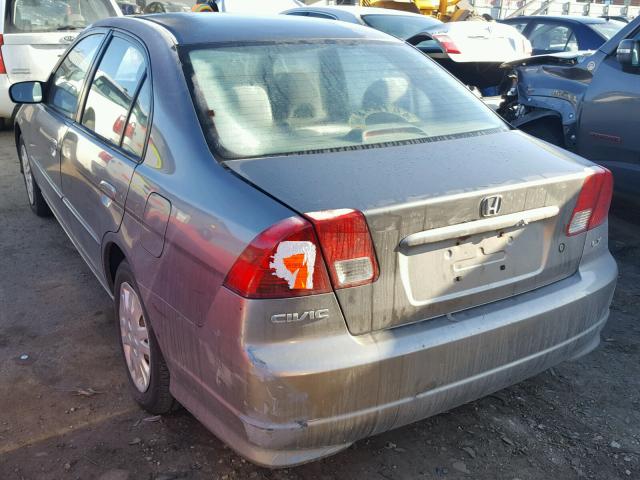 2HGES16564H589034 - 2004 HONDA CIVIC LX GRAY photo 3