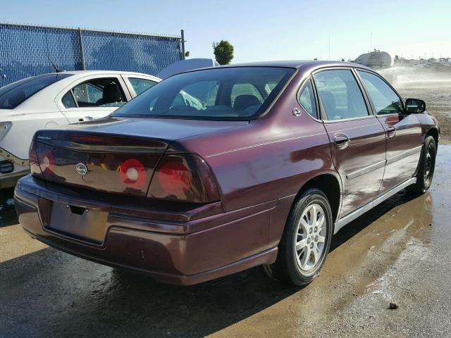 2G1WF52EX49201150 - 2004 CHEVROLET IMPALA BURGUNDY photo 4