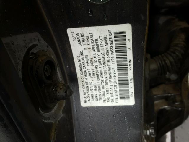 2HGFC2F58HH548577 - 2017 HONDA CIVIC LX CHARCOAL photo 10