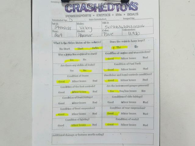 5VPHB36D293003116 - 2009 VICTORY MOTORCYCLES HAMMER BLUE photo 20