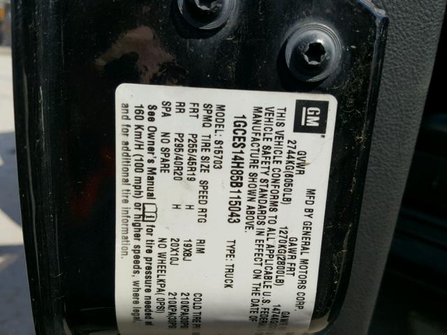 1GCES14H85B115043 - 2005 CHEVROLET SSR 黑色 照片 10