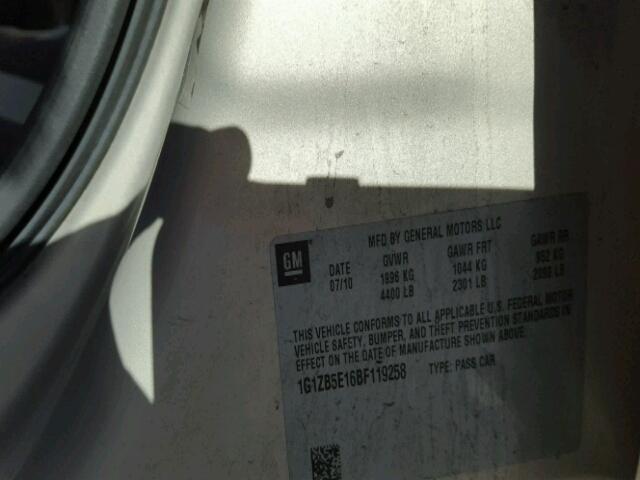 1G1ZB5E16BF119258 - 2011 CHEVROLET MALIBU LS ბეჟი ფოტო 10