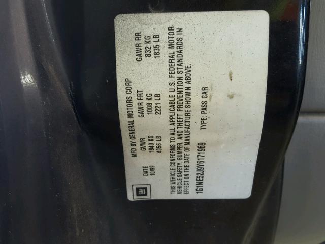 1G1NE52J9Y6171969 - 2000 CHEVROLET MALIBU LS შავი ფოტო 10