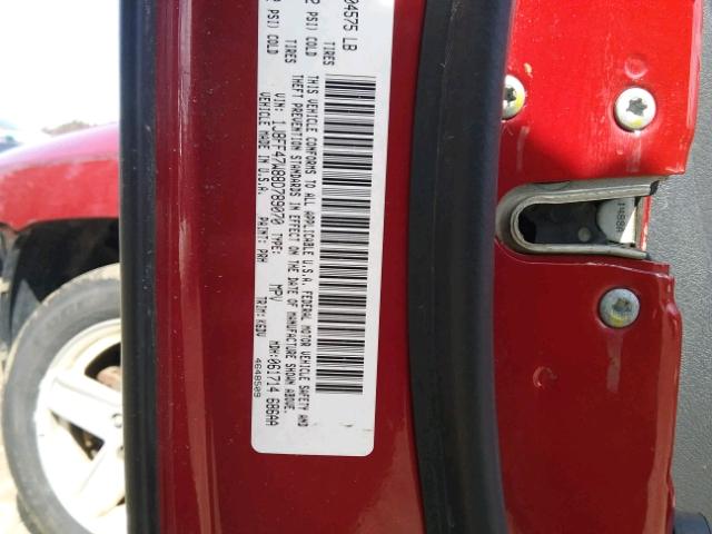 1J8FF47W88D789070 - 2008 JEEP COMPASS SP RED photo 10