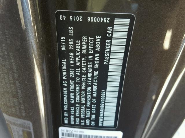 WVWBW8AH8GV000657 - 2016 VOLKSWAGEN EOS KOMFOR 棕色 照片 10