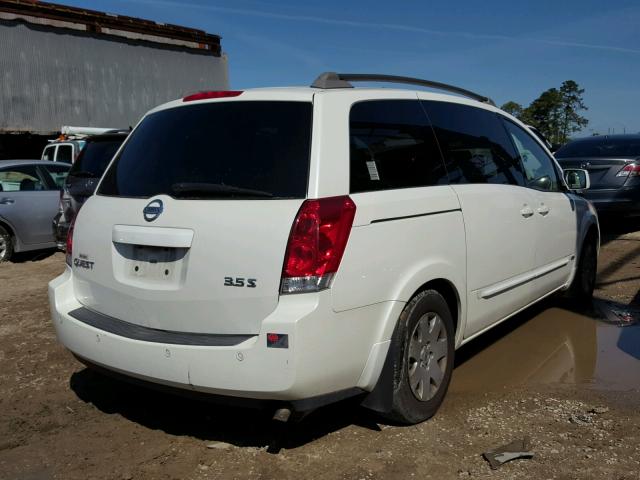 5N1BV28U36N124185 - 2006 NISSAN QUEST S WHITE photo 4