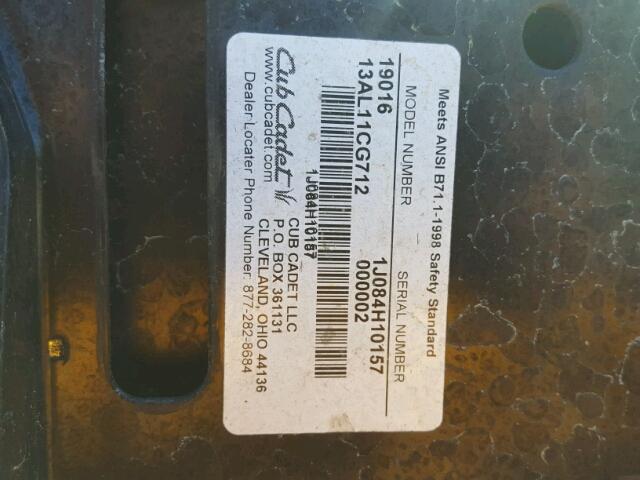 1J084H10157 - 2000 MOWE CUB CADET TWO TONE photo 10