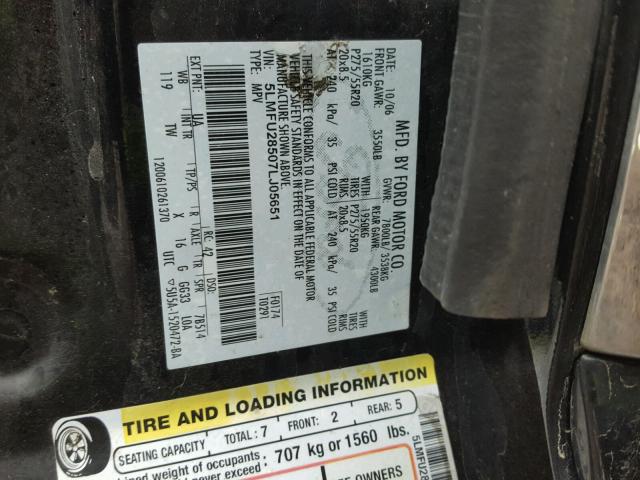 5LMFU28507LJ05651 - 2007 LINCOLN NAVIGATOR 黑色 照片 10