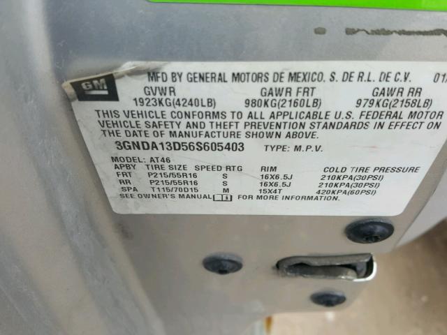 3GNDA13D56S605403 - 2006 CHEVROLET HHR LS 银色 照片 10