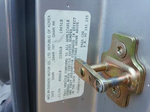 KLAVA6924YB253890 - 2000 DAEWOO LEGANZA CD SILVER photo 10