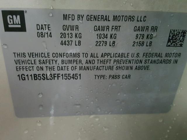 1G11B5SL3FF155451 - 2015 CHEVROLET MALIBU LS Bej foto 10