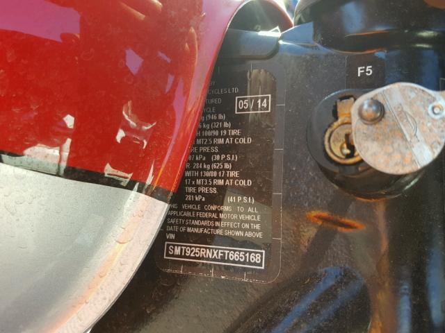 SMT925RNXFT665168 - 2015 TRIUMPH MOTORCYCLE SCRAMBLER RED photo 10