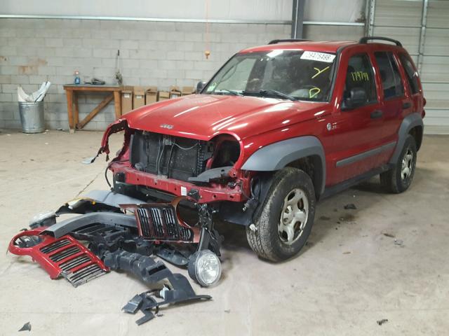 1J4GL48K95W653332 - 2005 JEEP LIBERTY SP RED photo 2