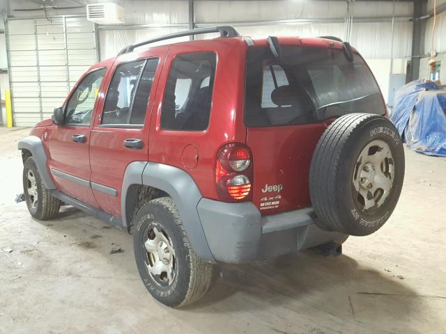 1J4GL48K95W653332 - 2005 JEEP LIBERTY SP RED photo 3